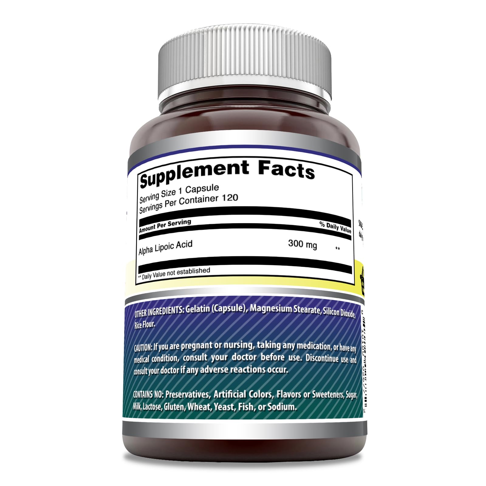 Etiqueta frontal de Amazing Nutrition con ácido alfa lipóico 300 mg