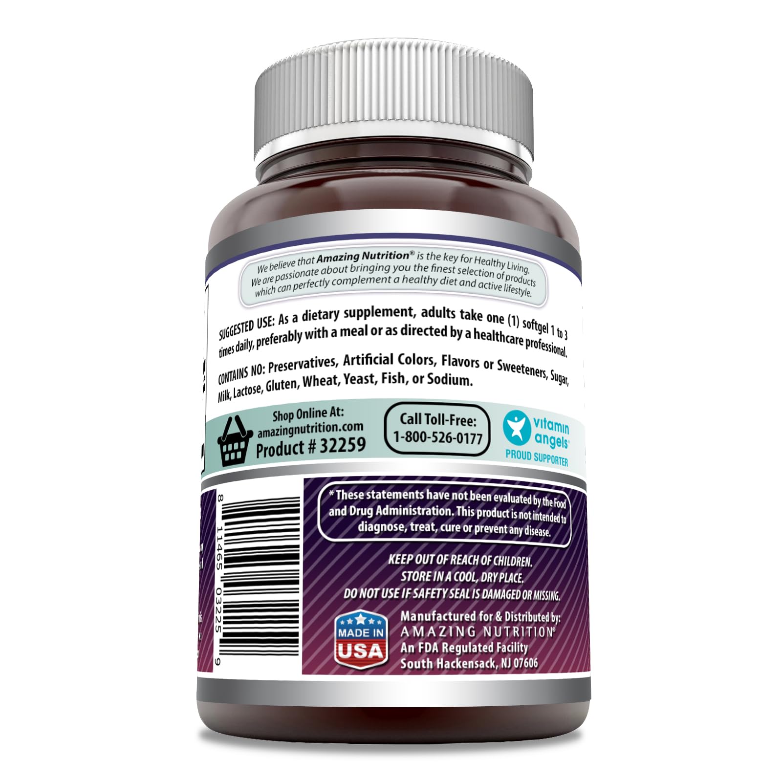 Amazing Nutrition etiqueta libre de OGM en el envase para tranquilidad