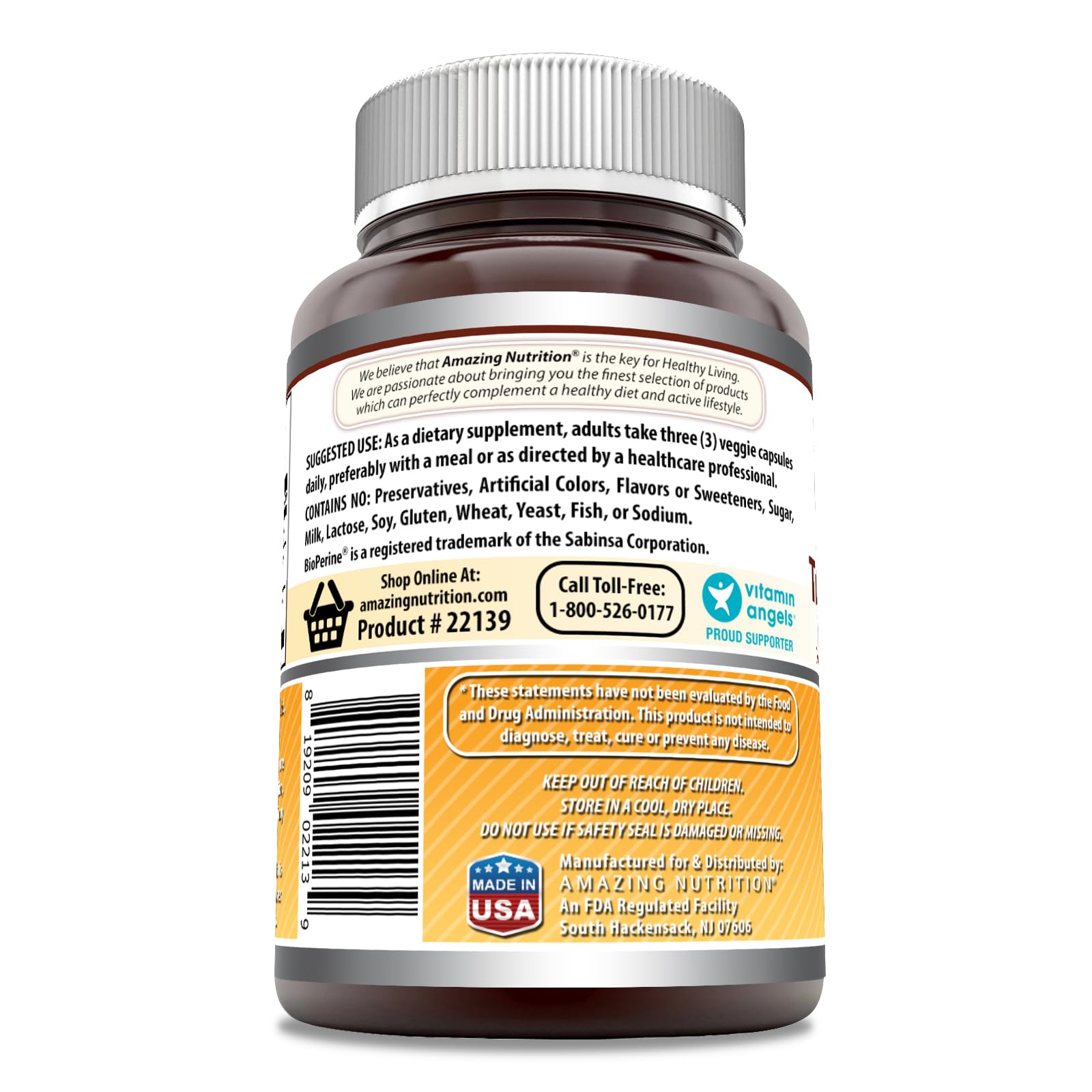 Amazing Nutrition etiqueta sin gluten y no OGM, garantía de pureza y potencia