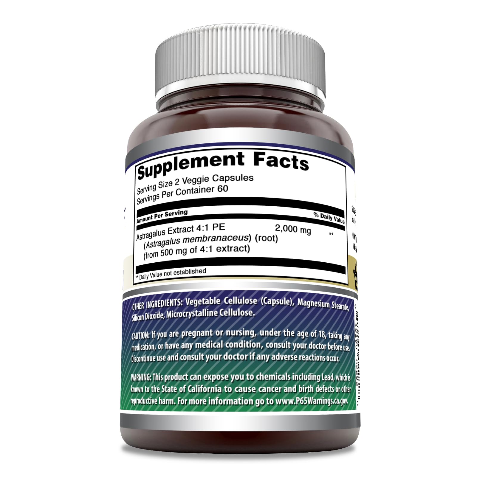 Amazing Nutrition Astrágalo etiqueta sin OGM y sin gluten.