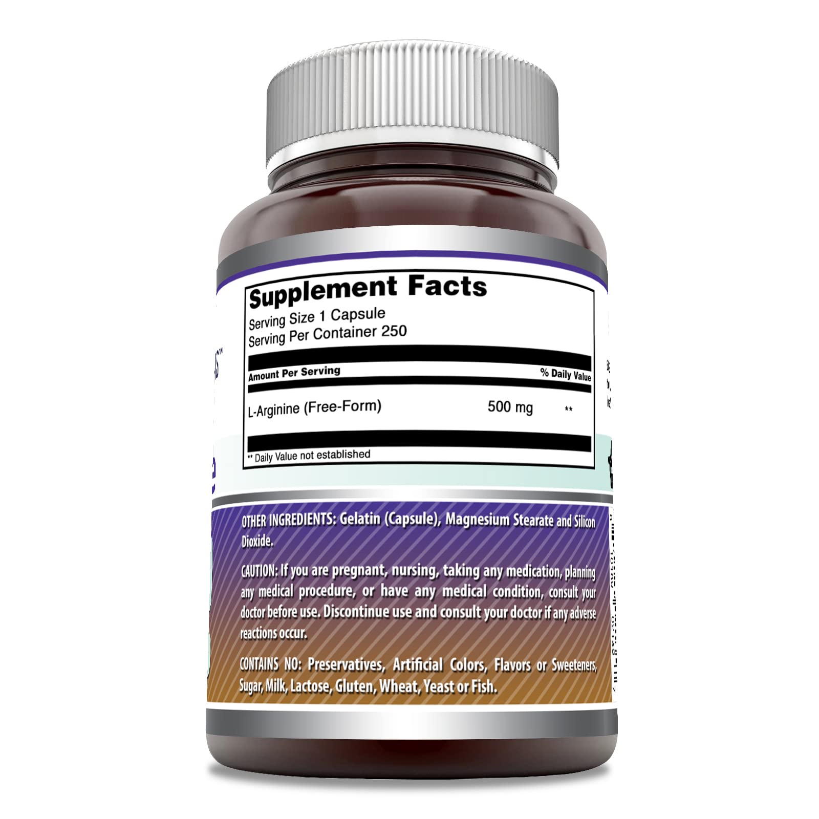 Etiqueta de Amazing Nutrition L-Arginina sin transgénicos y gluten
