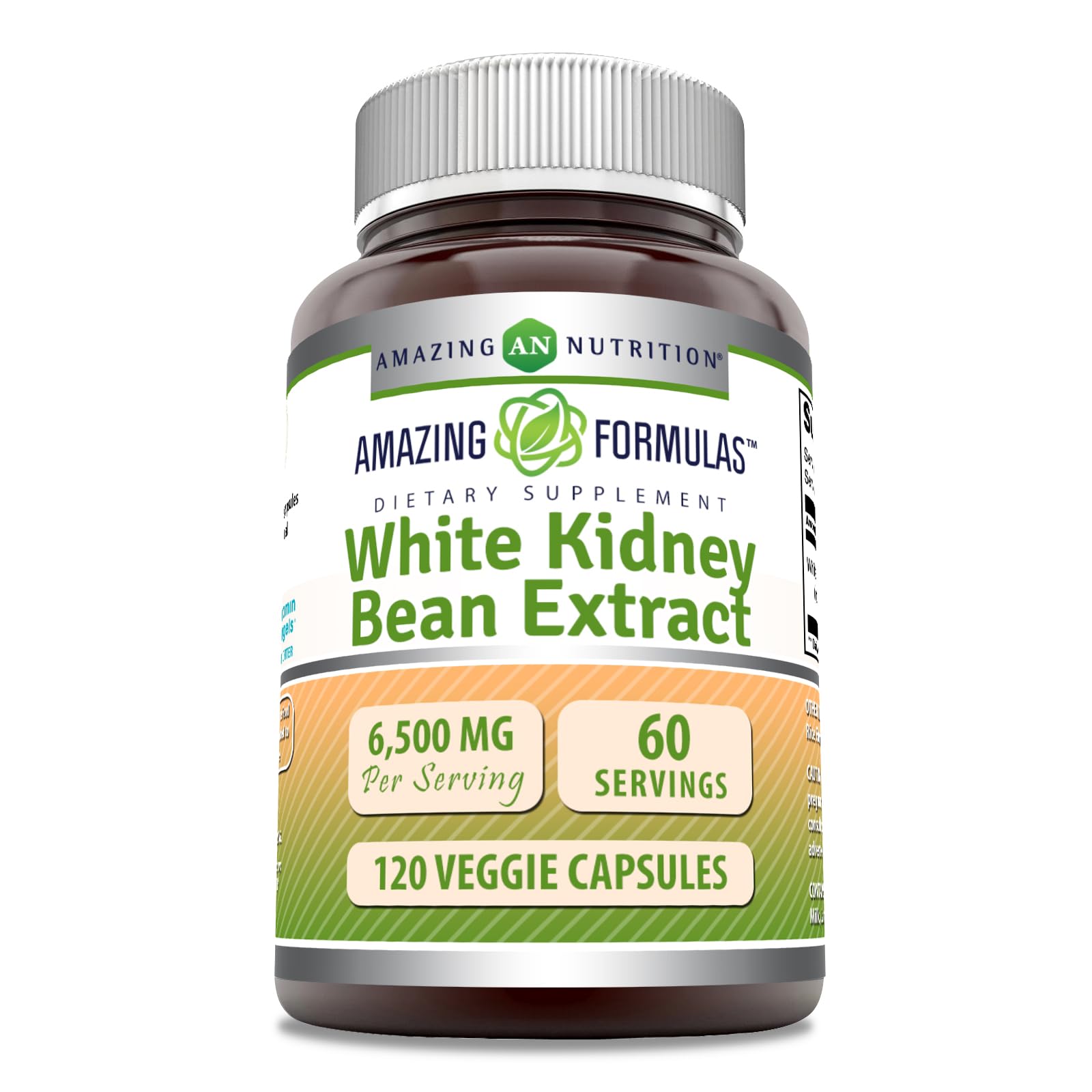Amazing Nutrition extracto frijol blanco en botella de 6500 mg para uso diario.