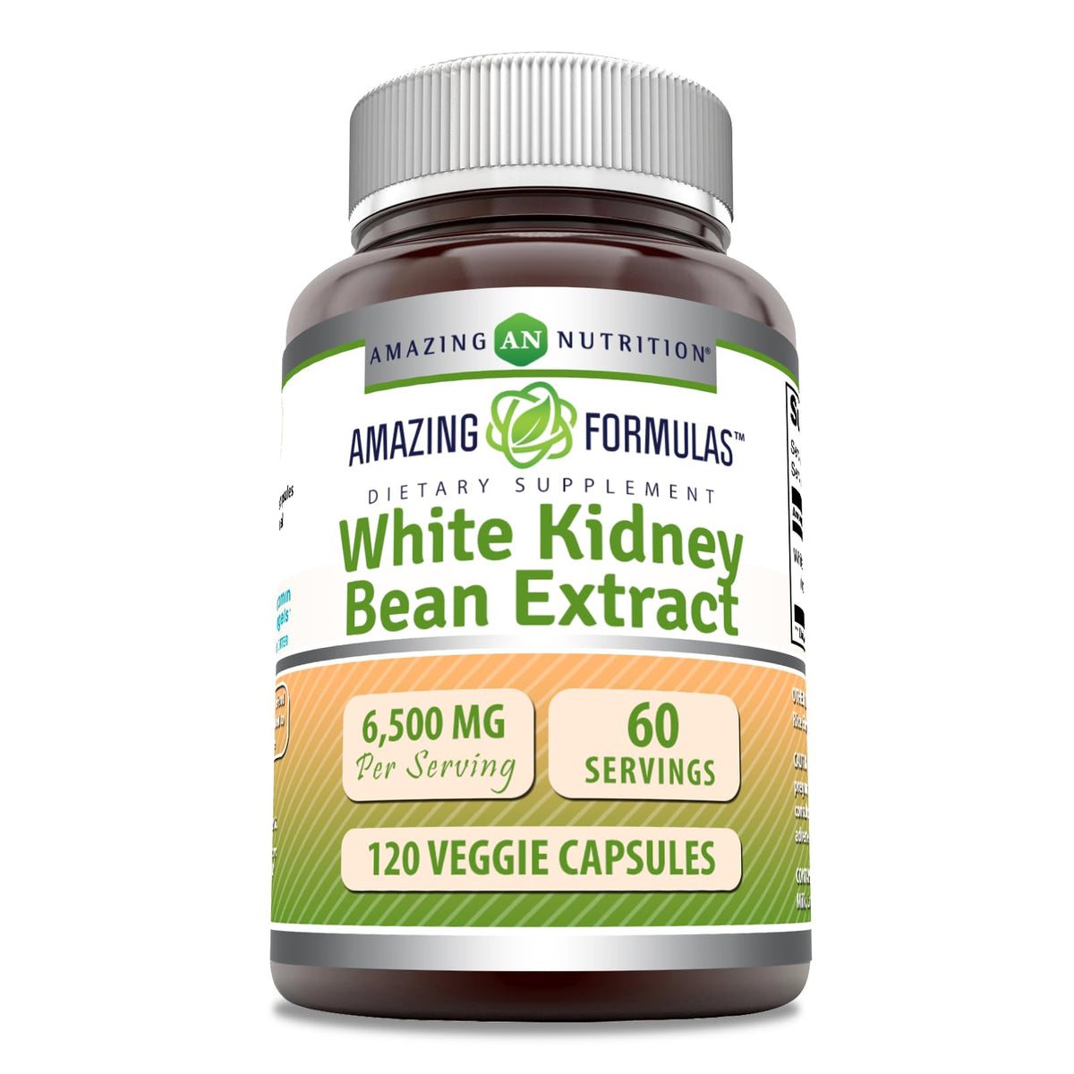 Amazing Nutrition extracto frijol blanco en botella de 6500 mg para uso diario.