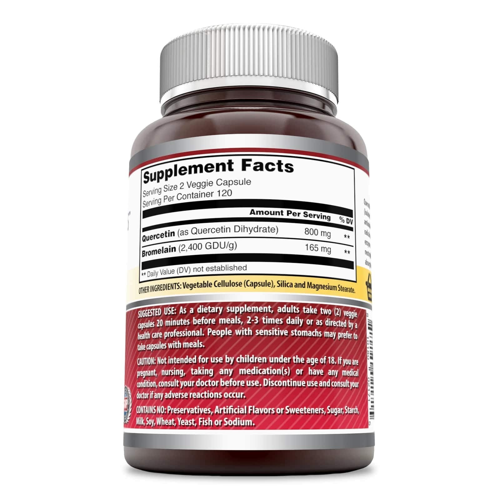 Frasco de Amazing Nutrition quercetina con bromelina, cápsulas vegetales para absorber mejor