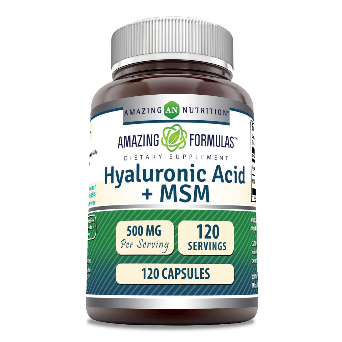 Amazing Nutrition hialuronico-msm, botella, posible soporte diario