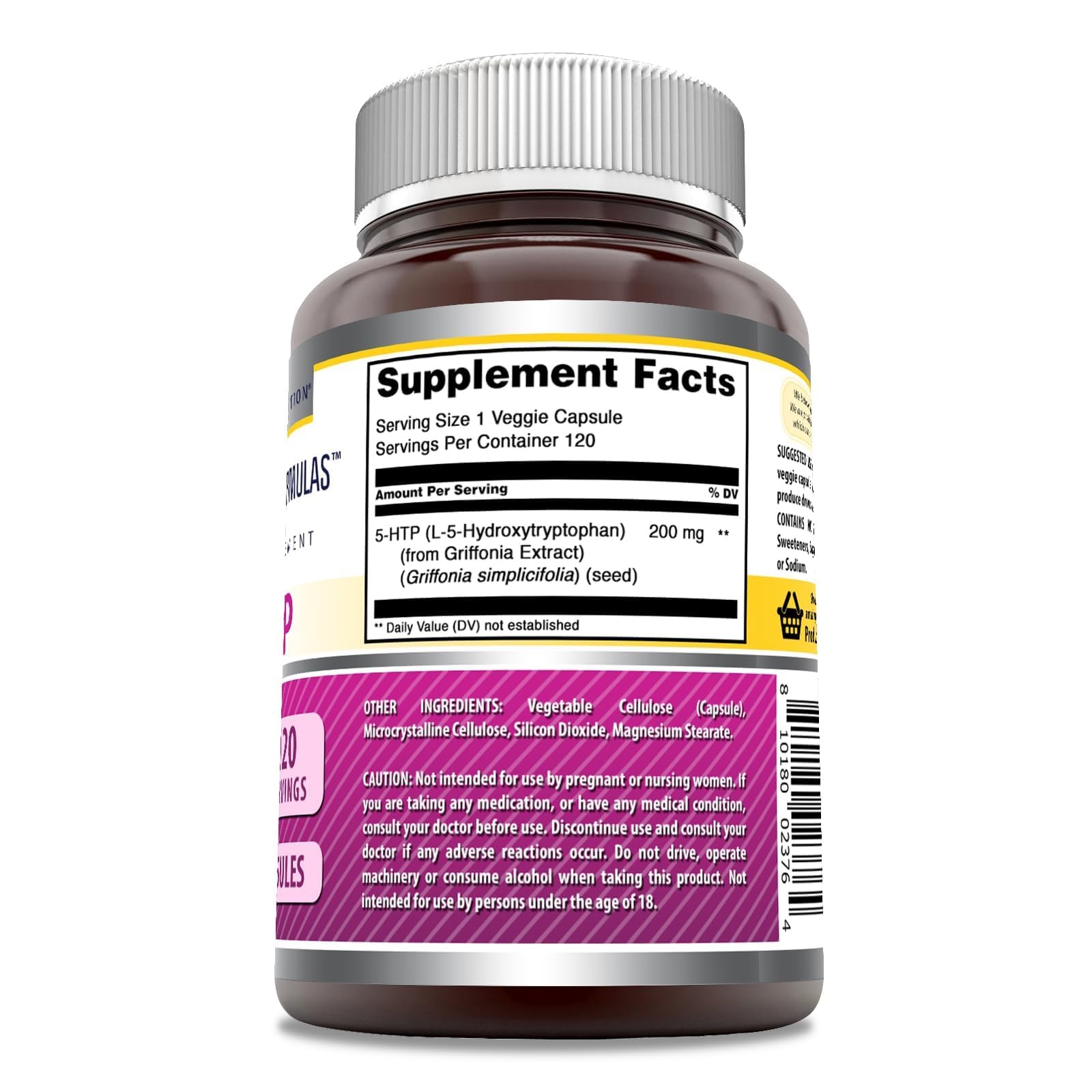 Cápsulas vegetales de Amazing Formulas 5-HTP listas para tomar