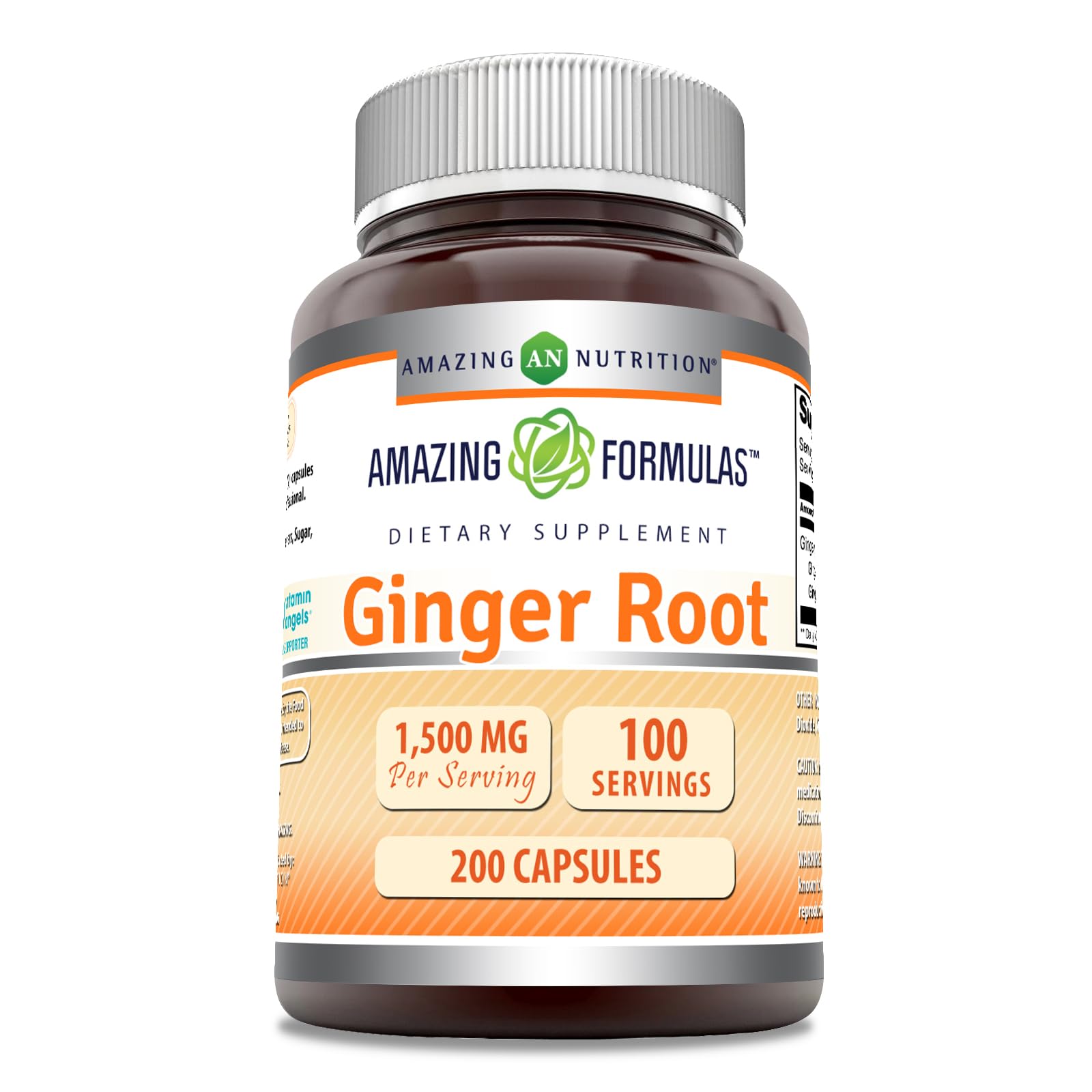 Amazing Nutrition Jengibre frasco 1500 mg por porción para el bienestar diario.