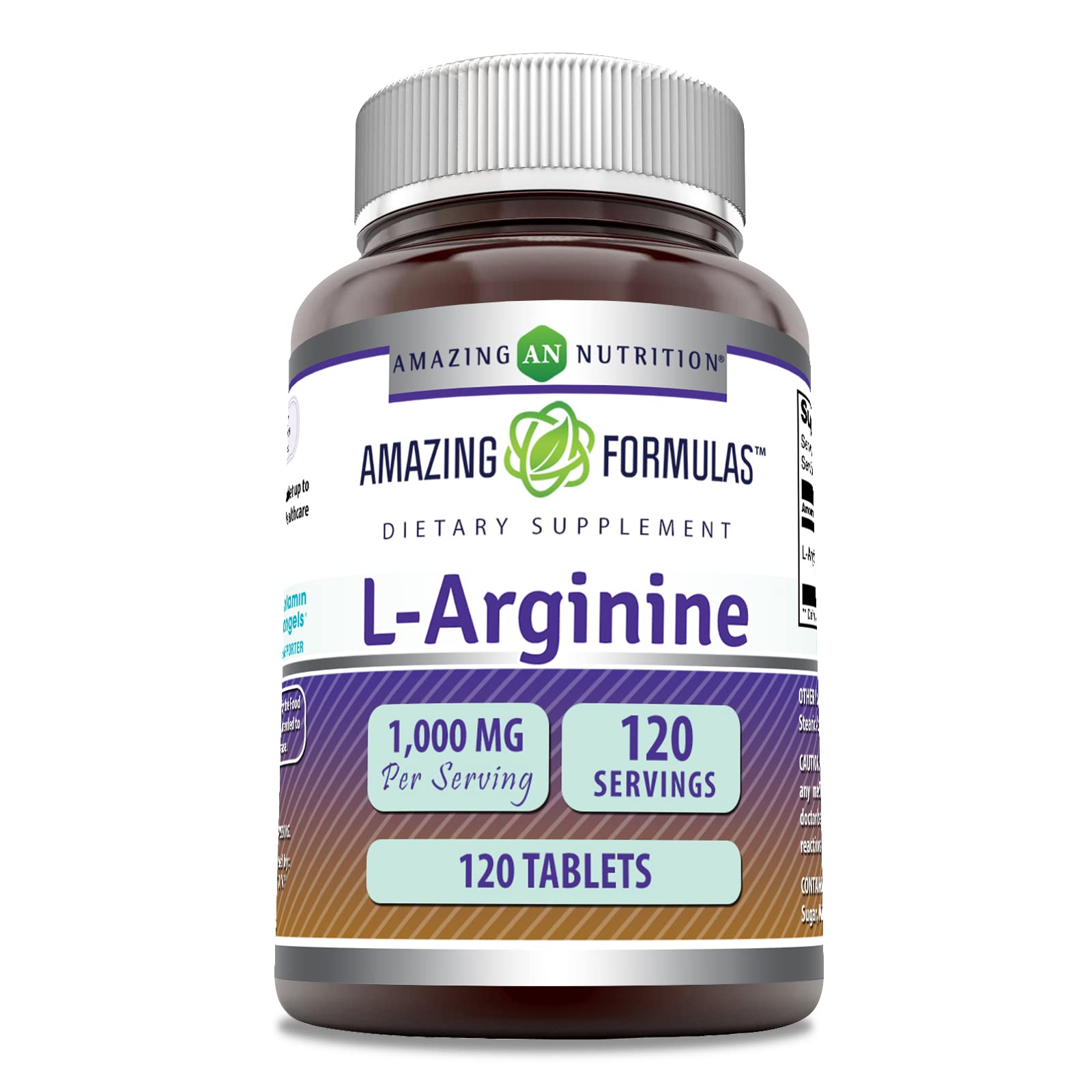 Amazing Nutrition L-Arginina frente del envase, dosis diaria de 1000 mg