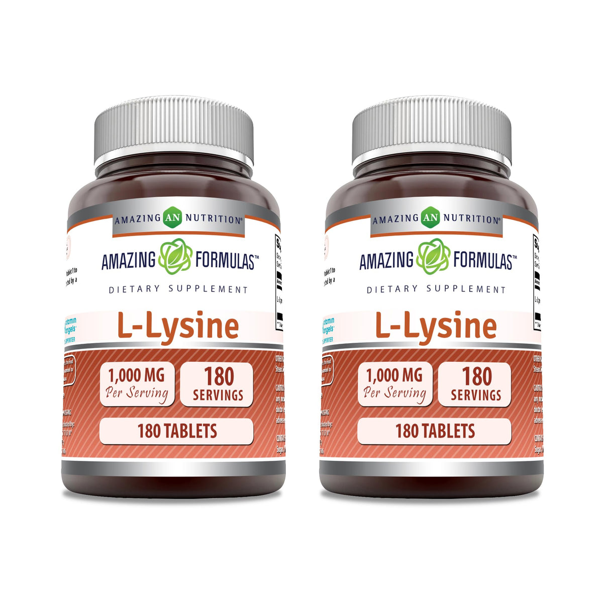 Tabletas de L-Lisina 1000 mg de Amazing Nutrition, para apoyo diario de aminoácidos esenciales.
