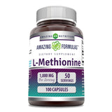 Amazing Nutrition L-Metionina envase frontal, ideal para ingesta diaria de aminoacidos
