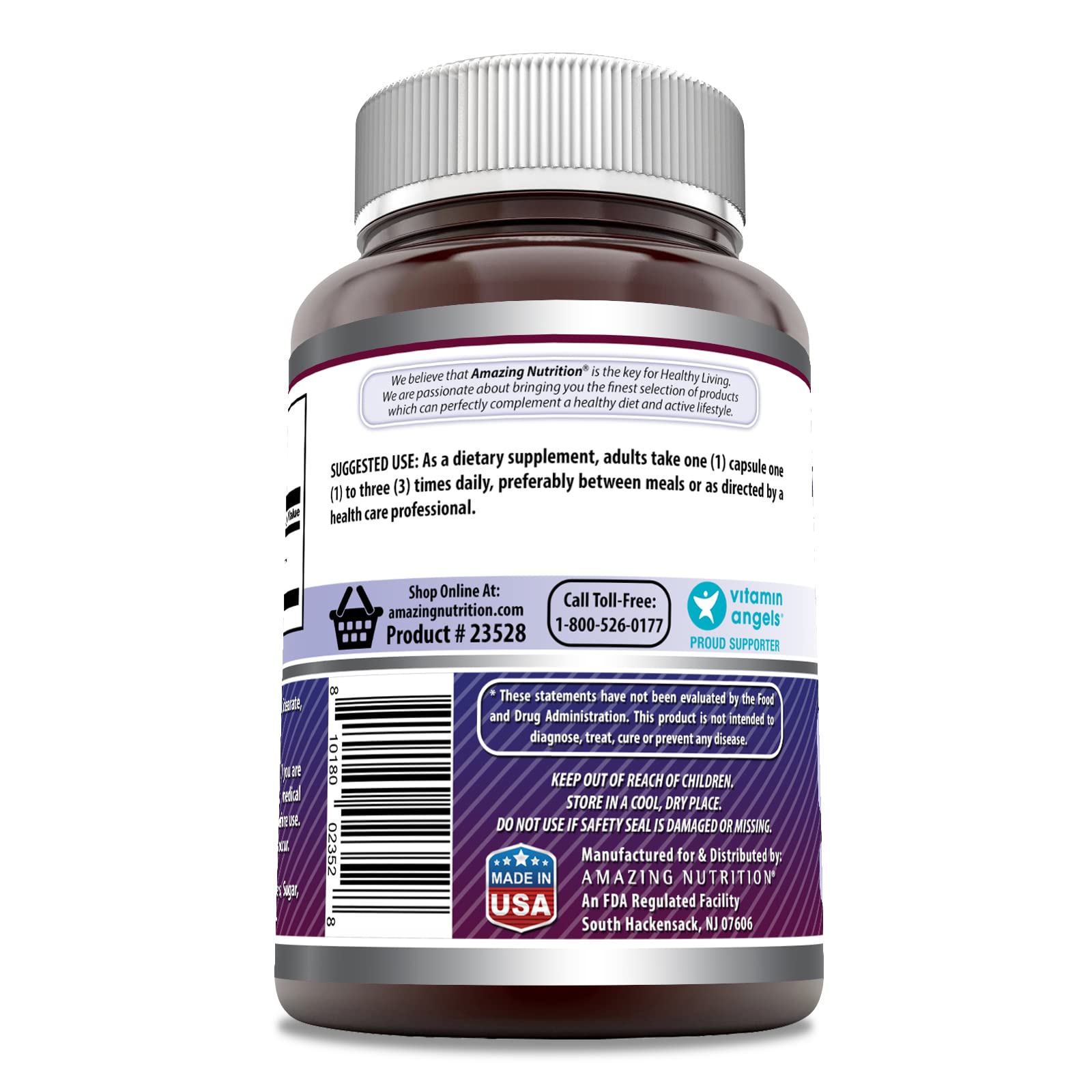 Amazing Nutrition L-Tirosina 500 mg en paquete de 3 cápsulas, enfoque diario.