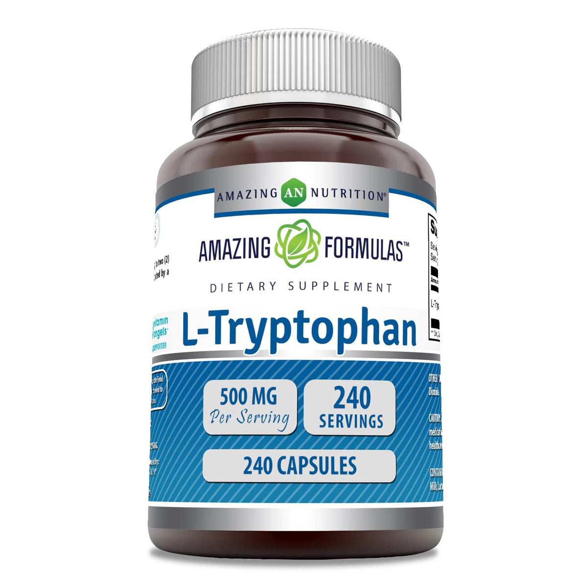 Amazing Nutrition L-Triptofano, botella vertida: posible apoyo al equilibrio emocional.