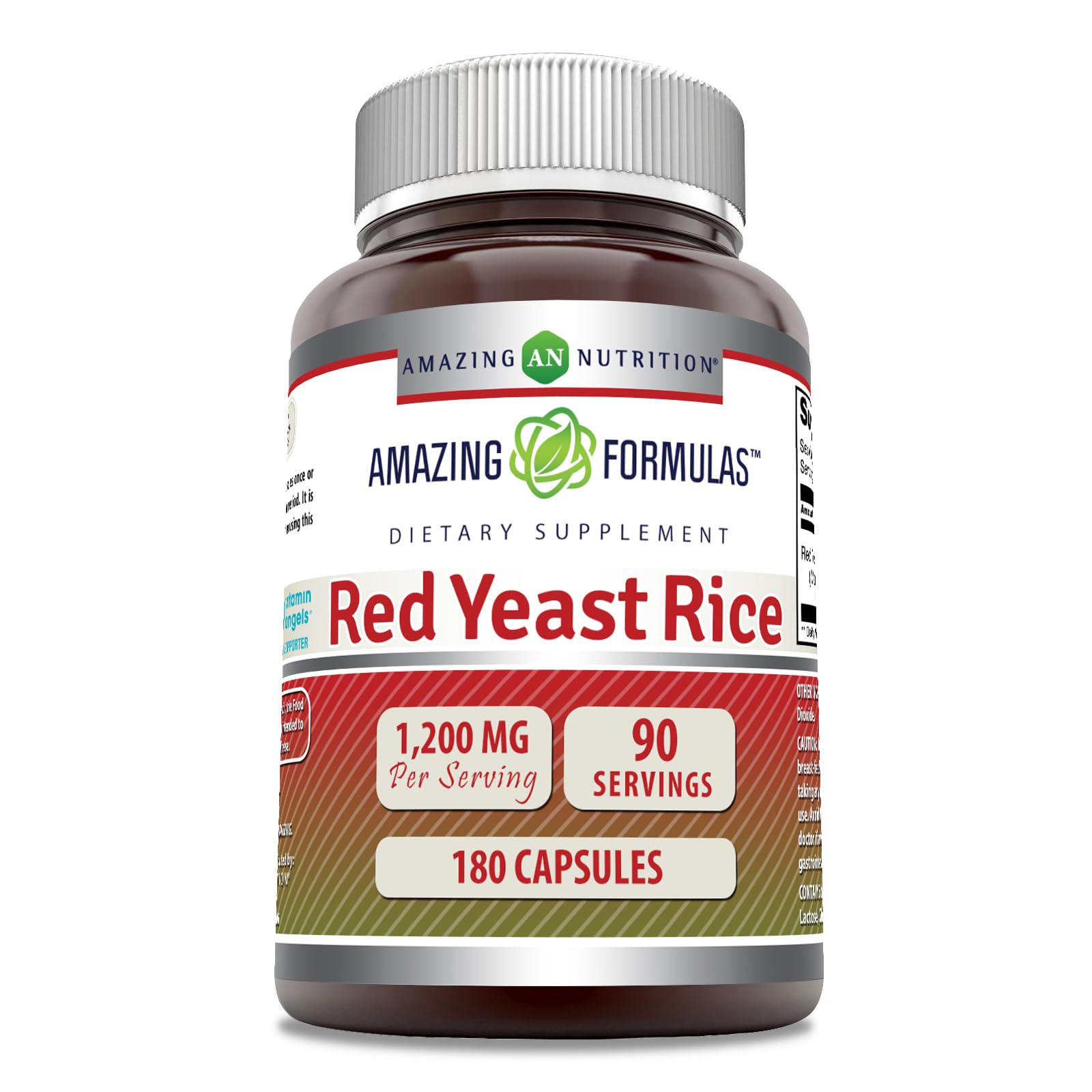 Amazing Nutrition levadura roja arroz cápsulas 1200mg para apoyar un estilo de vida saludable