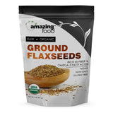 Amazing Nutrition linaza molida en polvo, imagen de empaque, perfecto para hornear y batidos.