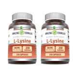 Cápsulas Amazing Nutrition lisina 500 mg para ingesta diaria de aminoácidos.