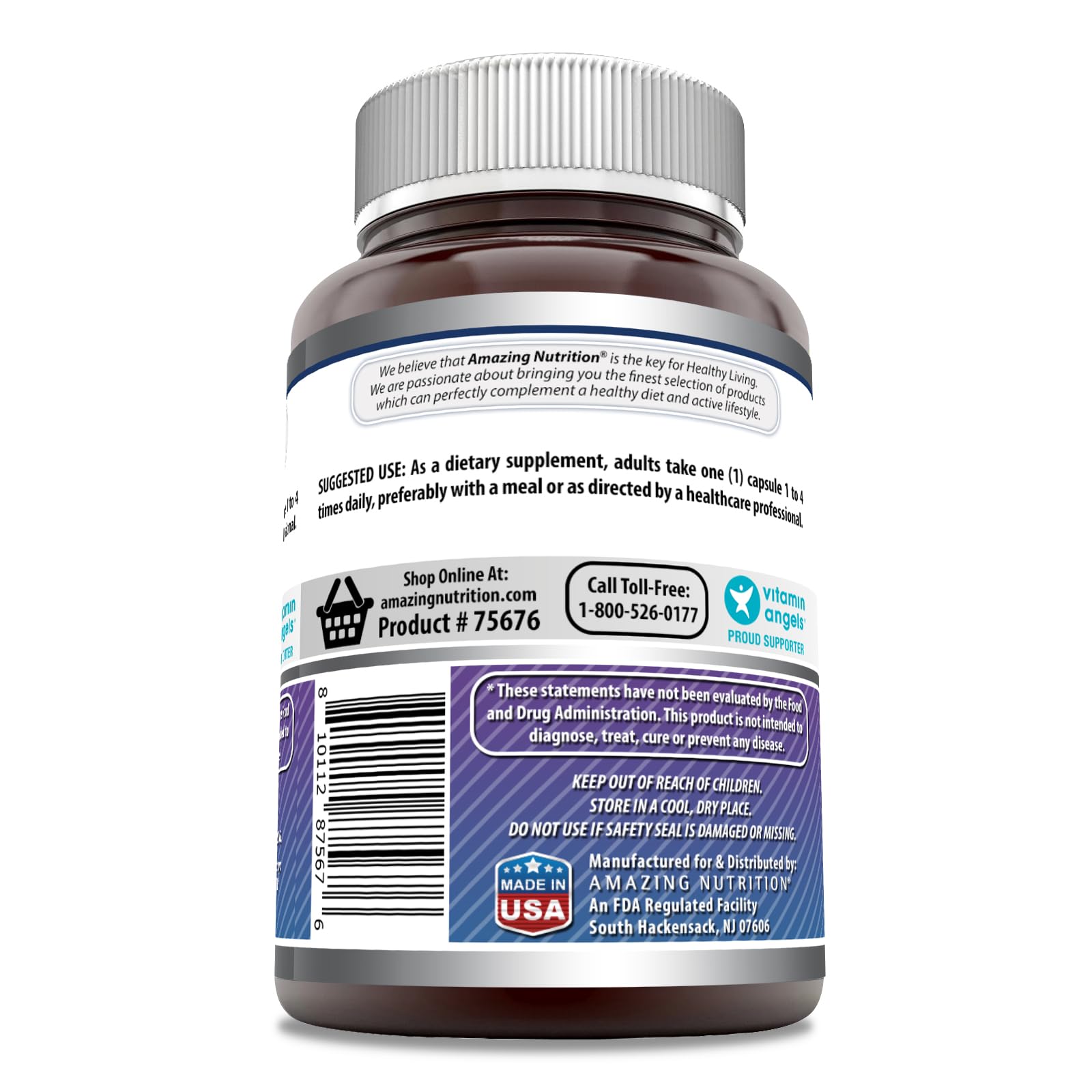 Amazing Nutrition magnesio glicinato fabricado en Estados Unidos con normas GMP