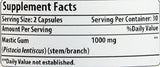 Amazing Nutrition Goma Mástica 1000 mg, dosis por porción, dos cápsulas por toma.