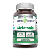Amazing Nutrition Melatonina 10 mg, botella frontal, ideal para relajación nocturna.