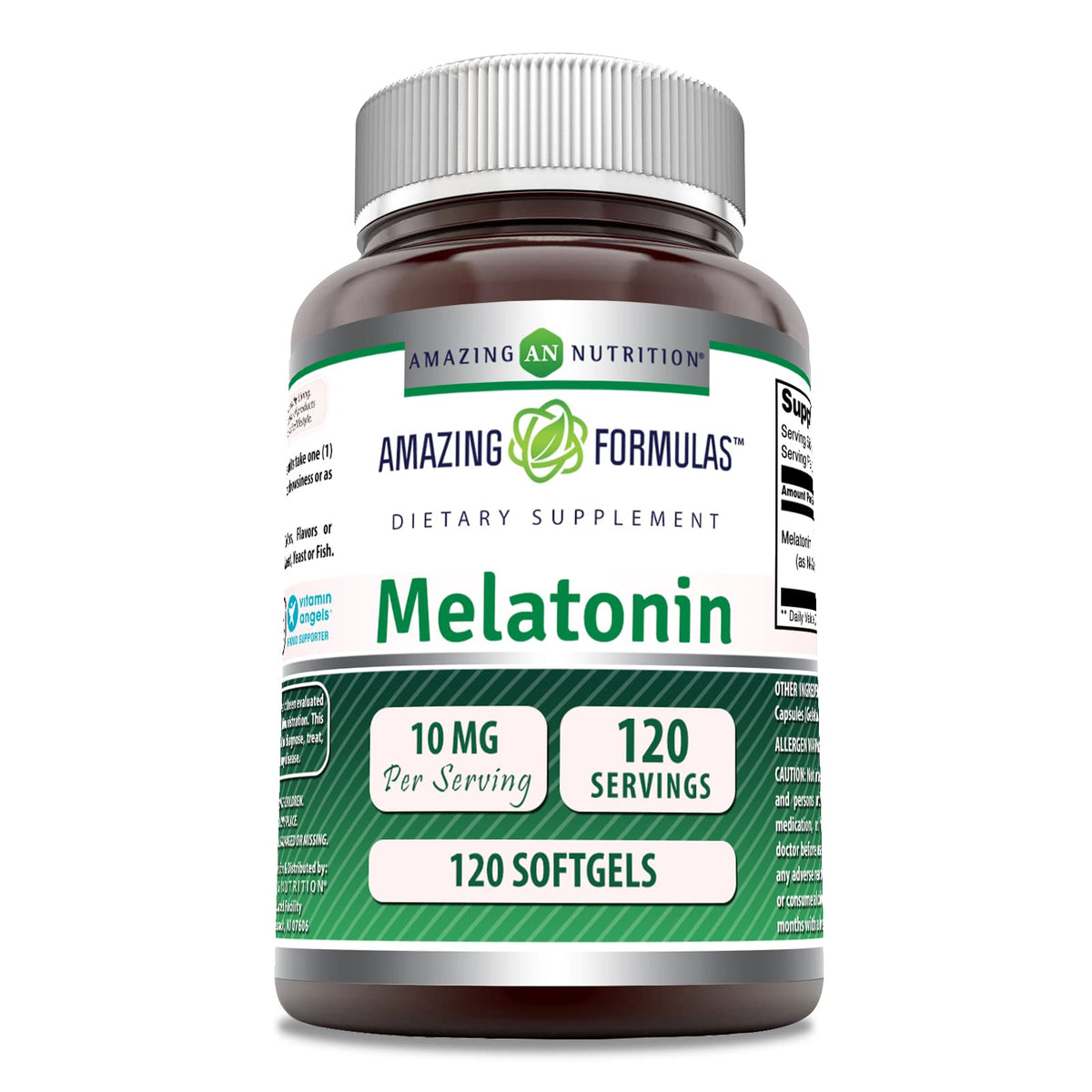 Amazing Nutrition Melatonina 10 mg frasco con cápsulas blandas para descanso nocturno
