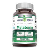 Amazing Nutrition Melatonina 10 mg frasco con cápsulas blandas para descanso nocturno