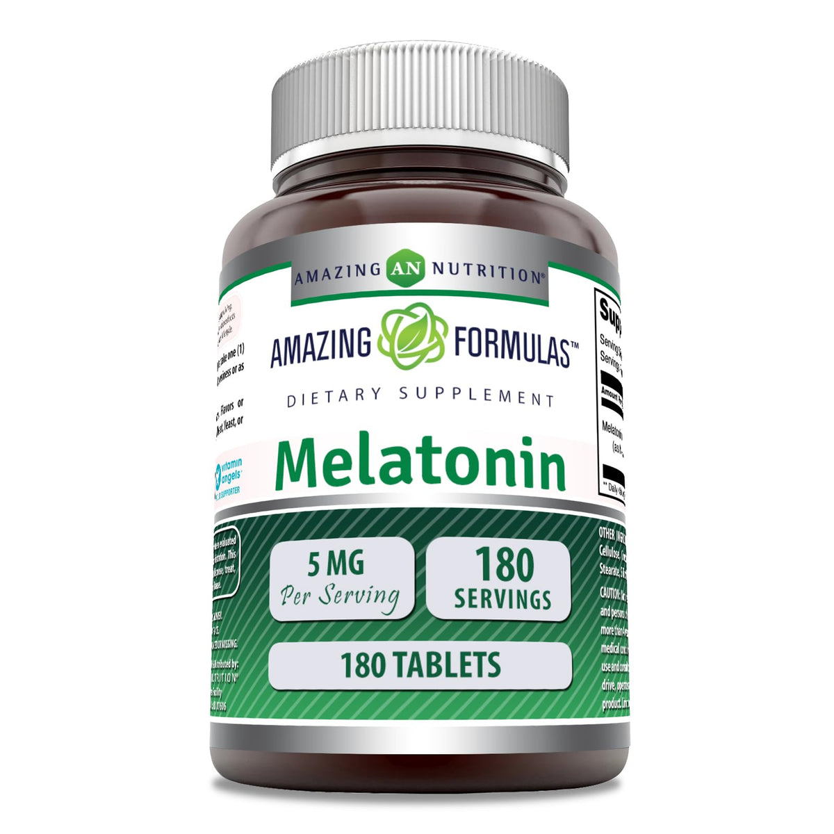 Botella Amazing Nutrition Melatonina 5 mg sin sabor para favorecer el descanso.
