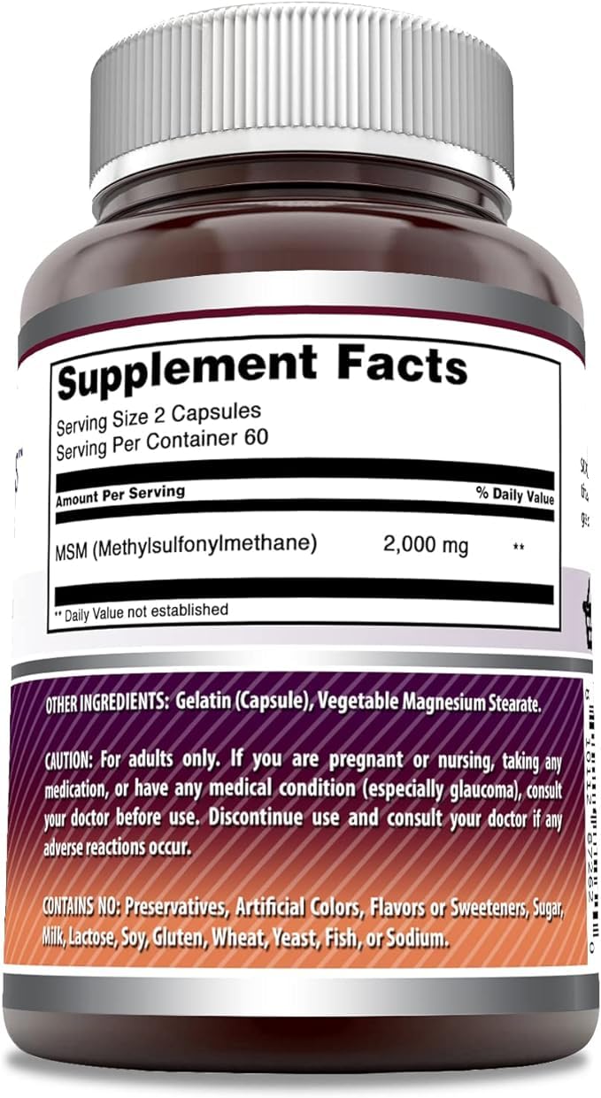 Amazing Nutrition MSM botella vista: uso diario para un formato cómodo