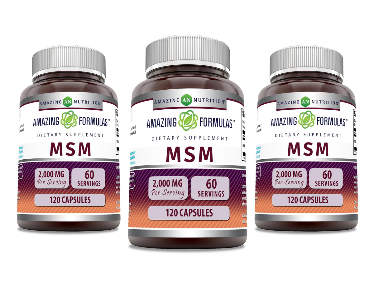 Amazing Nutrition MSM cápsulas en embalaje: posible apoyo al bienestar diario