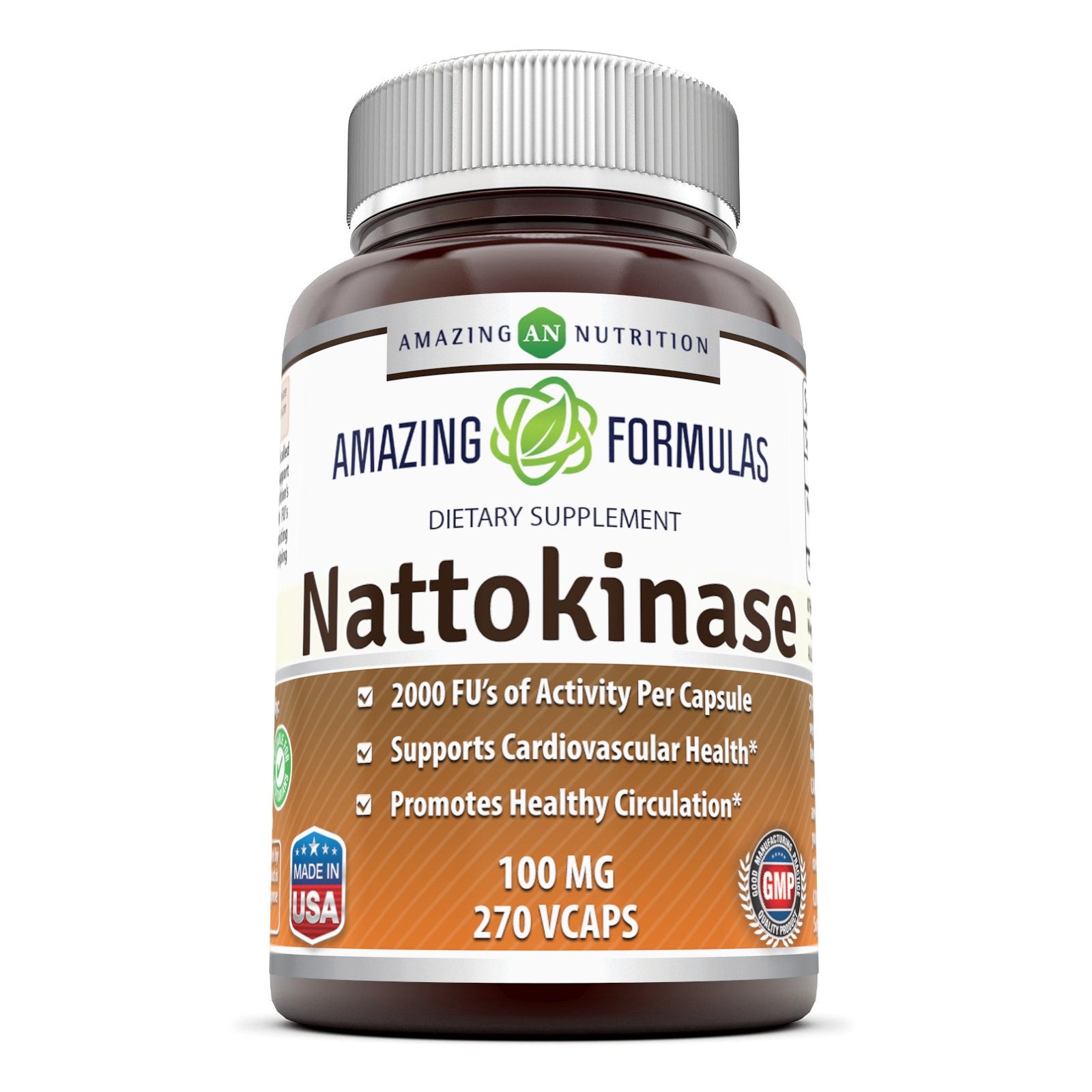 Amazing Nutrition Nattokinase cápsulas veganas de 100 mg para apoyo potencial a la circulación