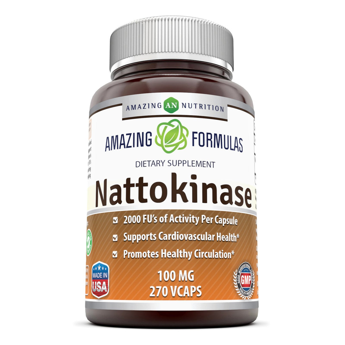 Amazing Nutrition Nattokinase cápsulas veganas de 100 mg para apoyo potencial a la circulación