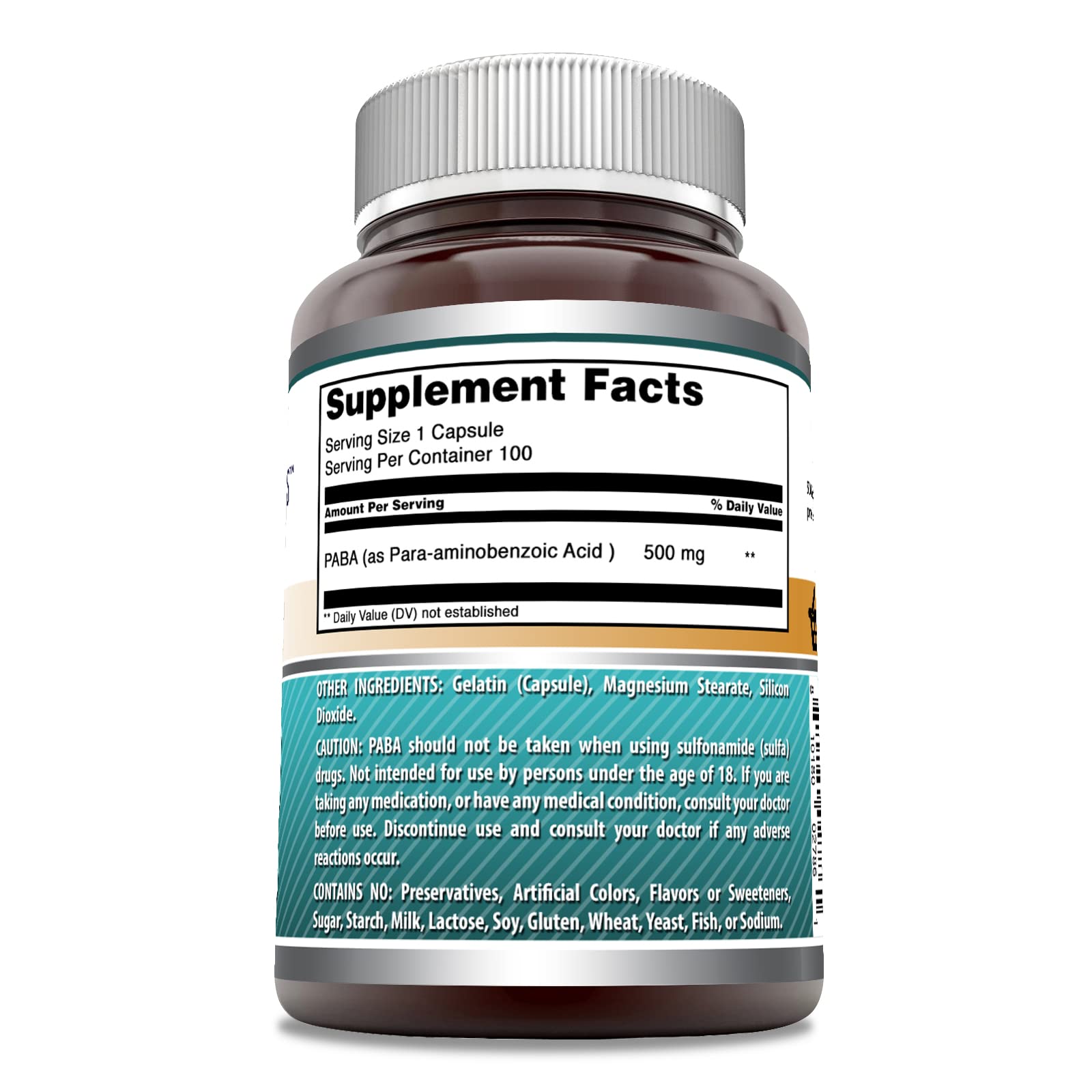 Amazing Nutrition PABA 500 mg: sello GMP visible de calidad
