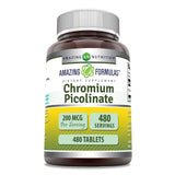 Amazing Nutrition Picolinato de Cromo, tableta de 200 mcg, ideal para una rutina diaria equilibrada.