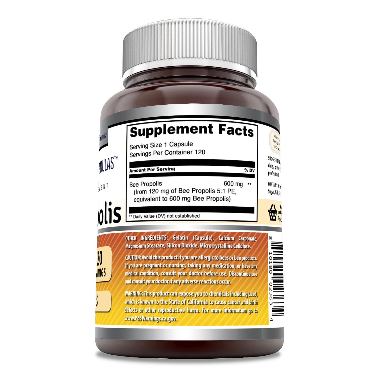 Amazing Nutrition Bee Propolis 600mg cápsulas fáciles de tragar