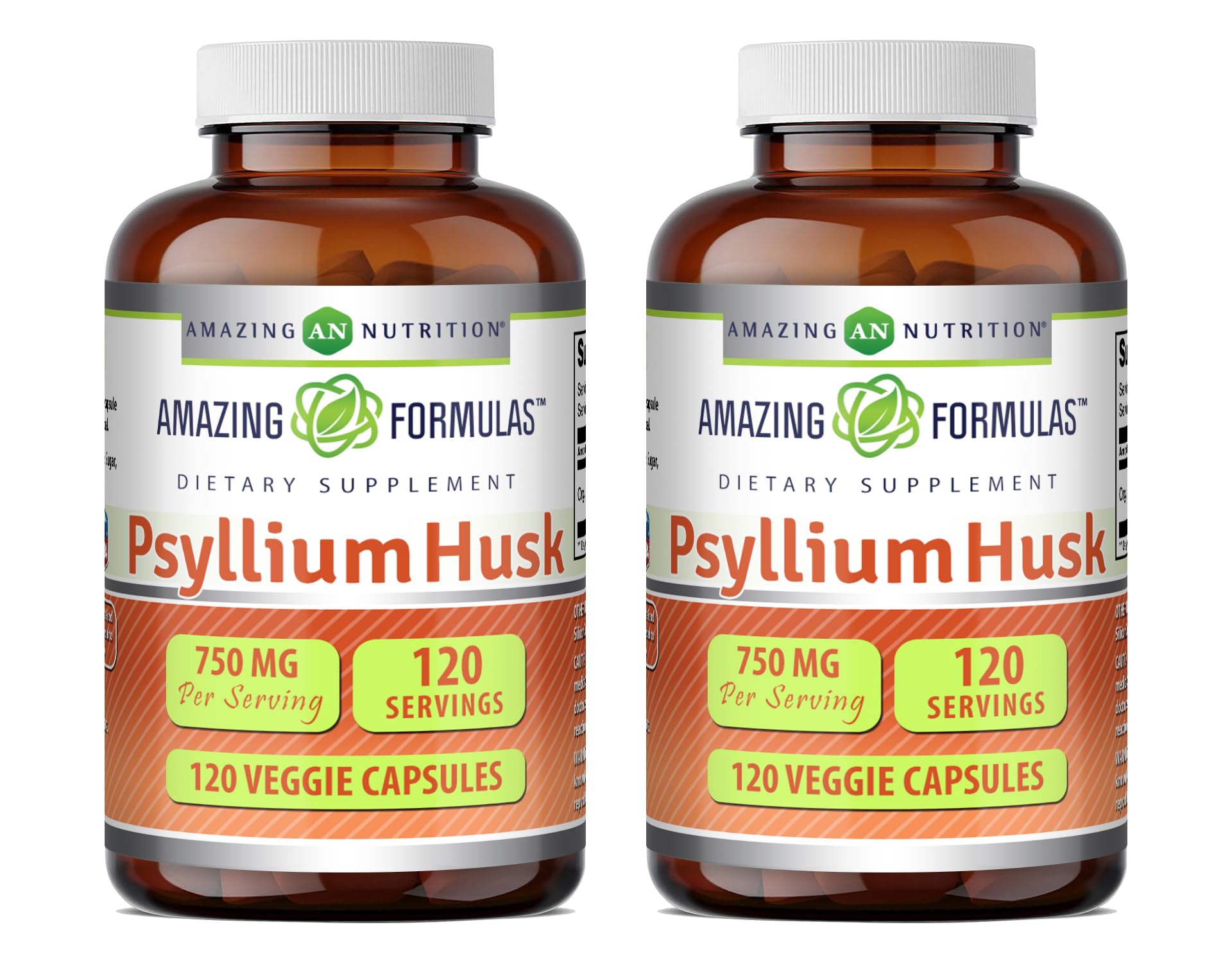 Amazing Nutrition cápsulas vegetales con fibra de Plantago ovata 750 mg para apoyo digestivo