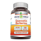 Botella de Amazing Nutrition Quercetin Berberine mostrando la dosis por servicio para uso diario