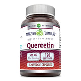Amazing Nutrition Quercetina 500 mg, botella, apoyo antioxidante para la salud diaria.