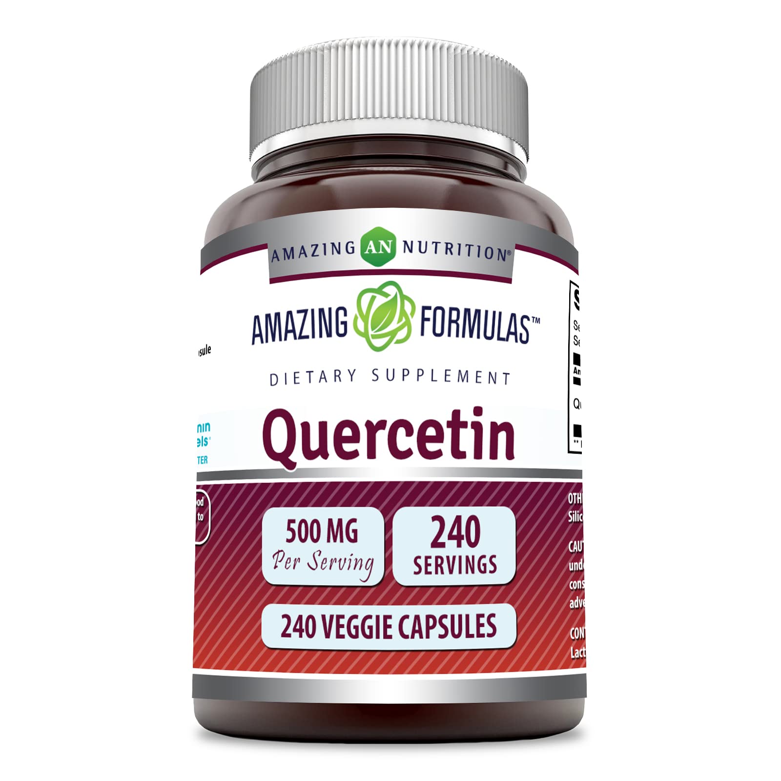 Amazing Nutrition Quercetina 500 mg, cápsulas vegetales, apoyo al bienestar diario
