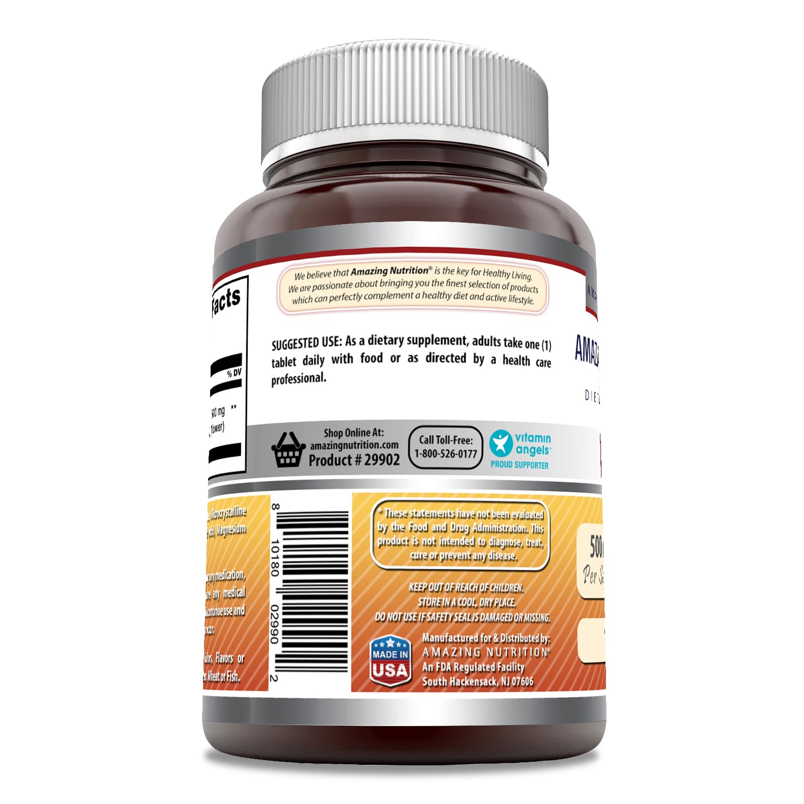Amazing Nutrition Rutin 500 mg, etiqueta en frasco para revisar ingredientes