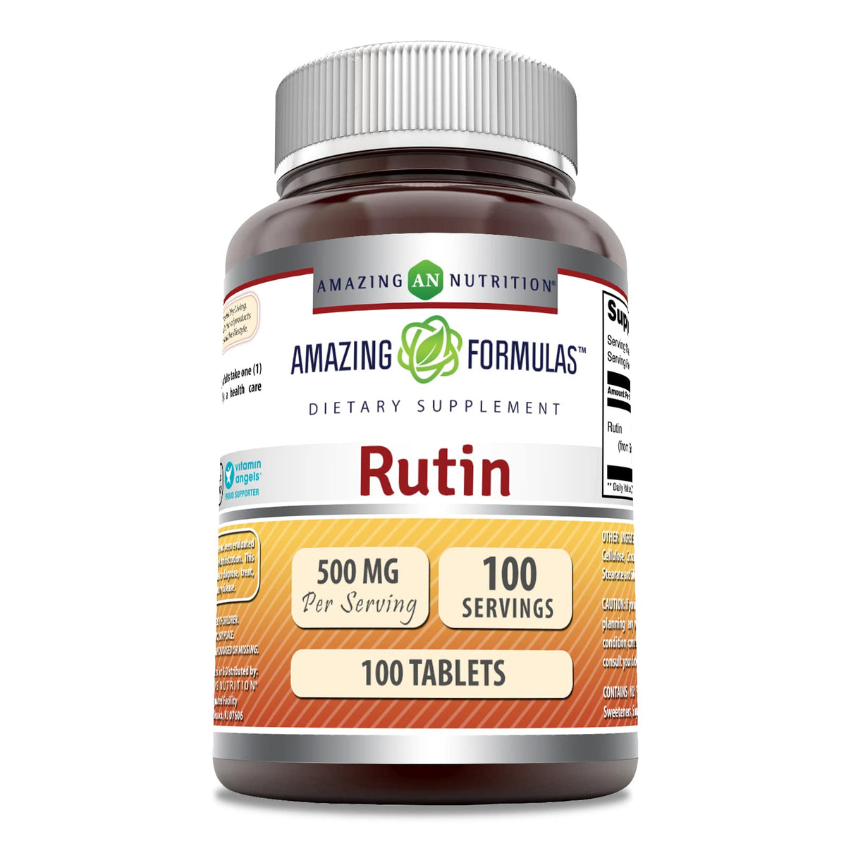 Amazing Nutrition Rutin 500 mg, tableta en botella, soporte diario para la salud