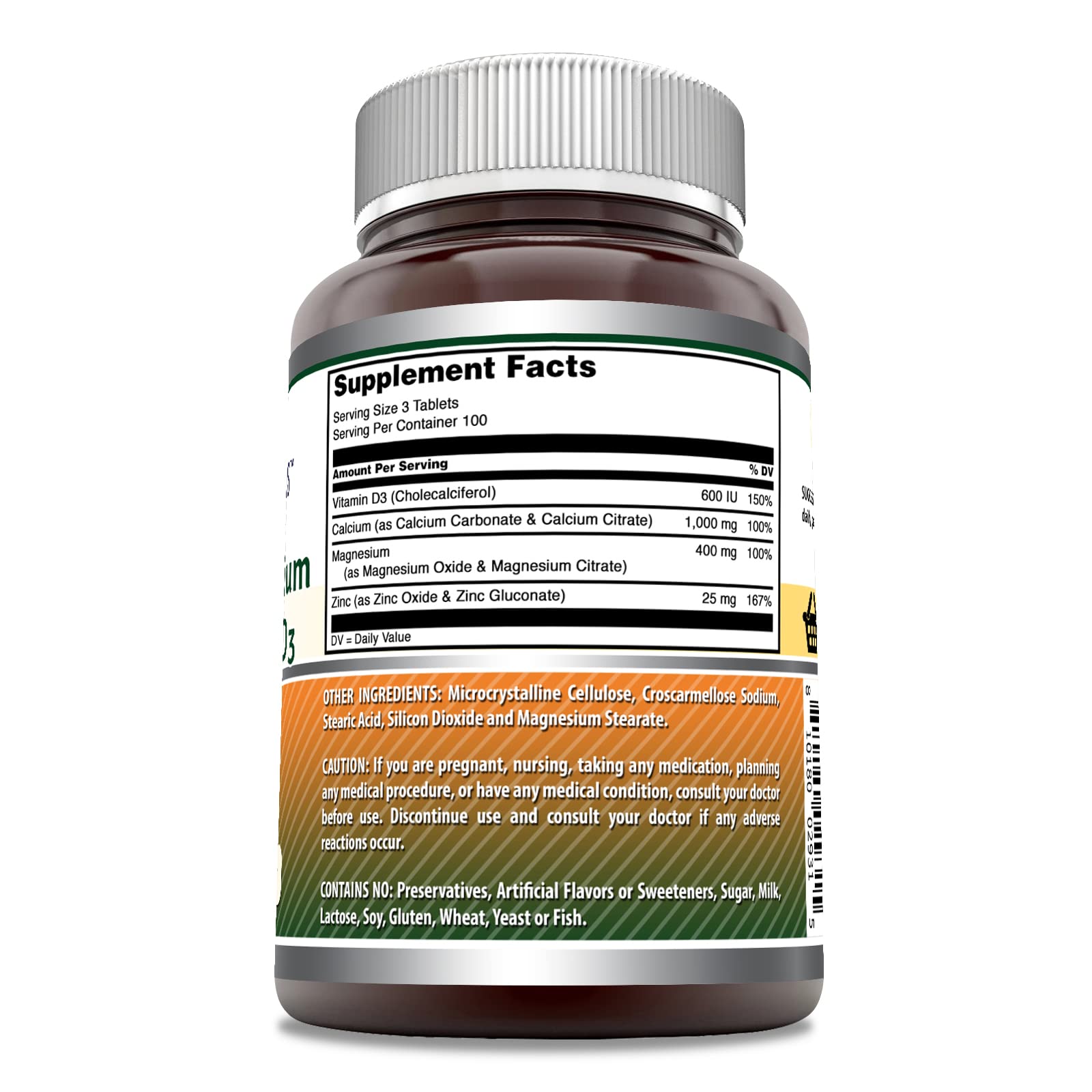 Tabletas Amazing Nutrition para consumo diario de calcio, magnesio y zinc con D3