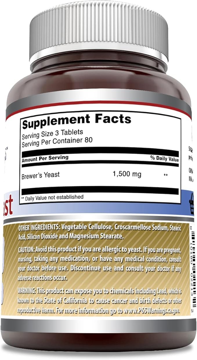 Tabletas de levadura de cerveza Amazing Nutrition con porción de 1500 mg para digestión