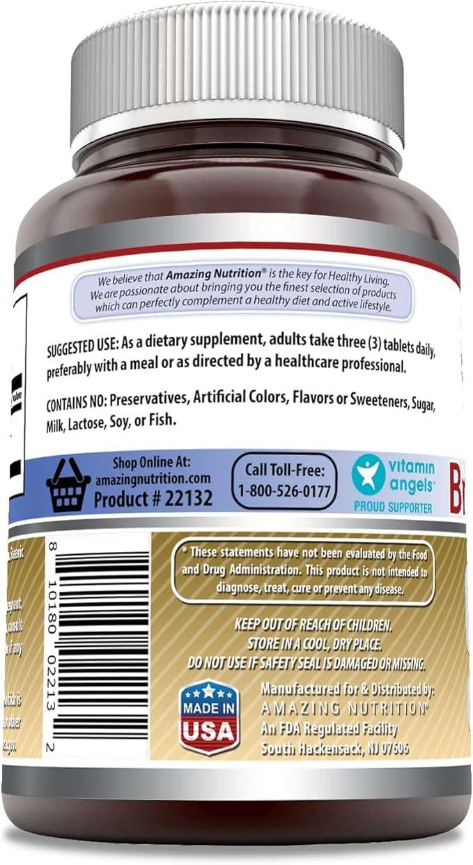 Etiqueta frontal de Amazing Nutrition, tabletas de levadura de cerveza
