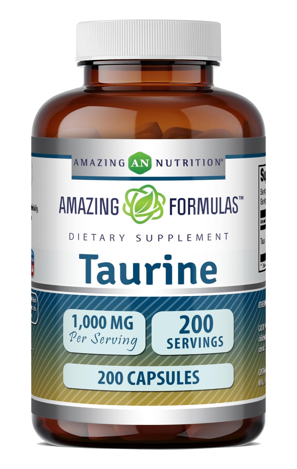 Amazing Formulas taurina 1000 mg cápsulas frente para revisión de producto