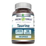 Amazing Nutrition Taurina cápsulas 1000 mg, formato frontal para consumo diario.