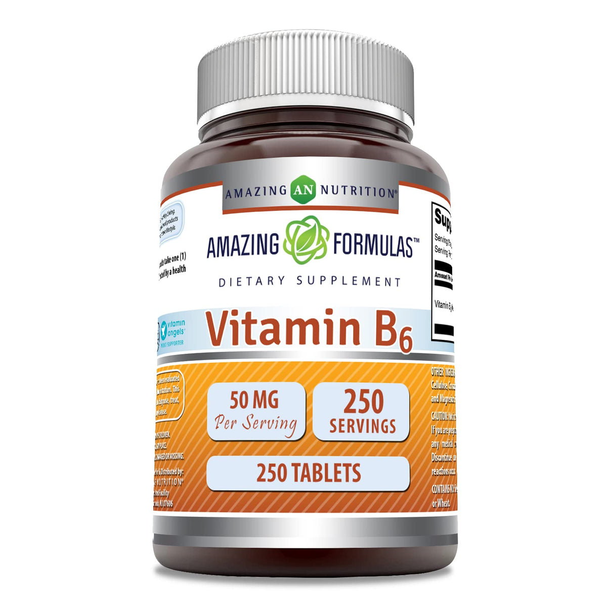 Amazing Nutrition Vitamina B6 50 mg, botella, soporte diario de energía y pureza
