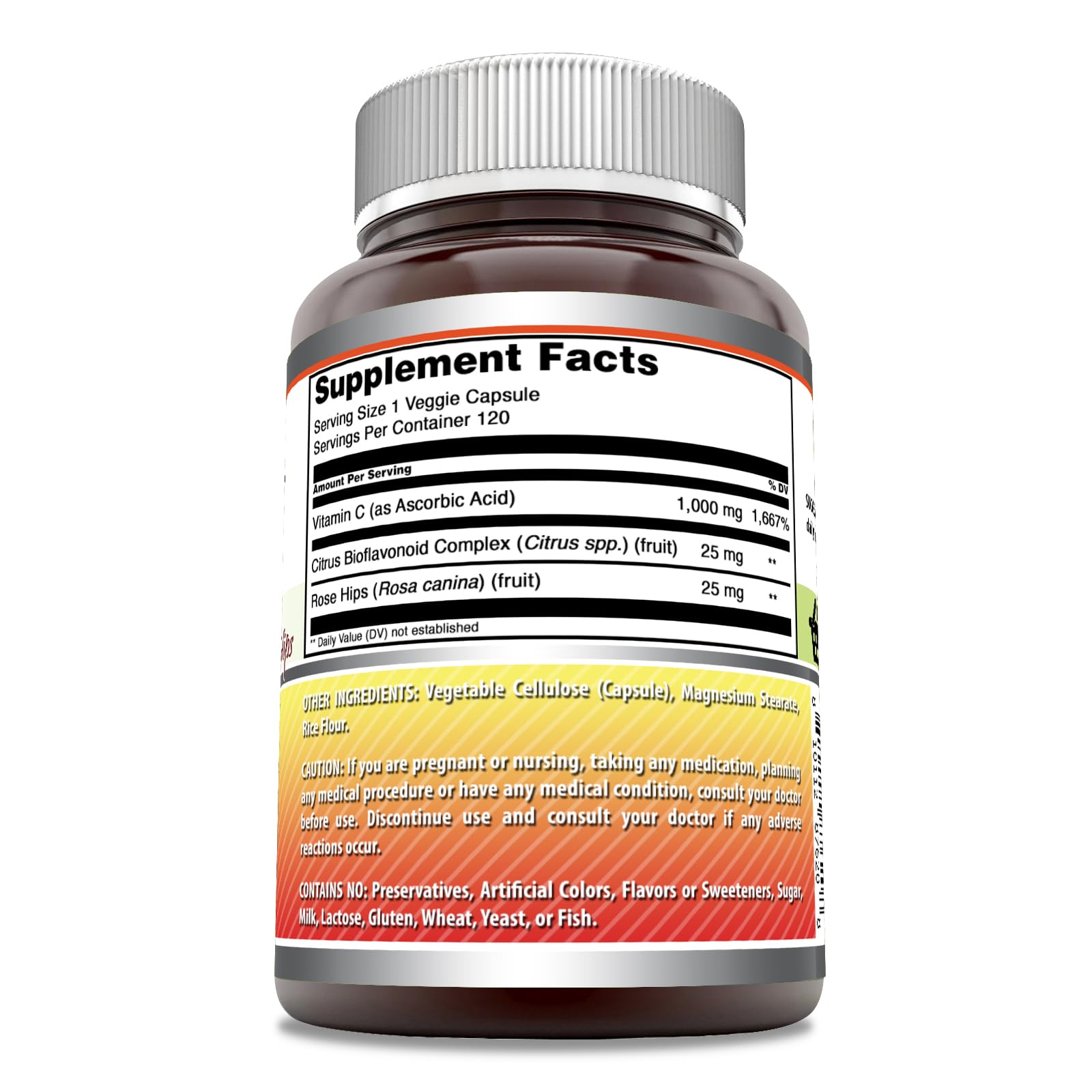 Amazing Nutrition Vitamina C 1000 mg con bioflavonoides cítricos, cápsulas vegetales para refuerzo diario.
