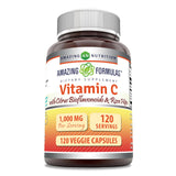 Amazing Nutrition Vitamina C 1000 mg con rosa mosqueta, cápsulas vegetales para uso diario.