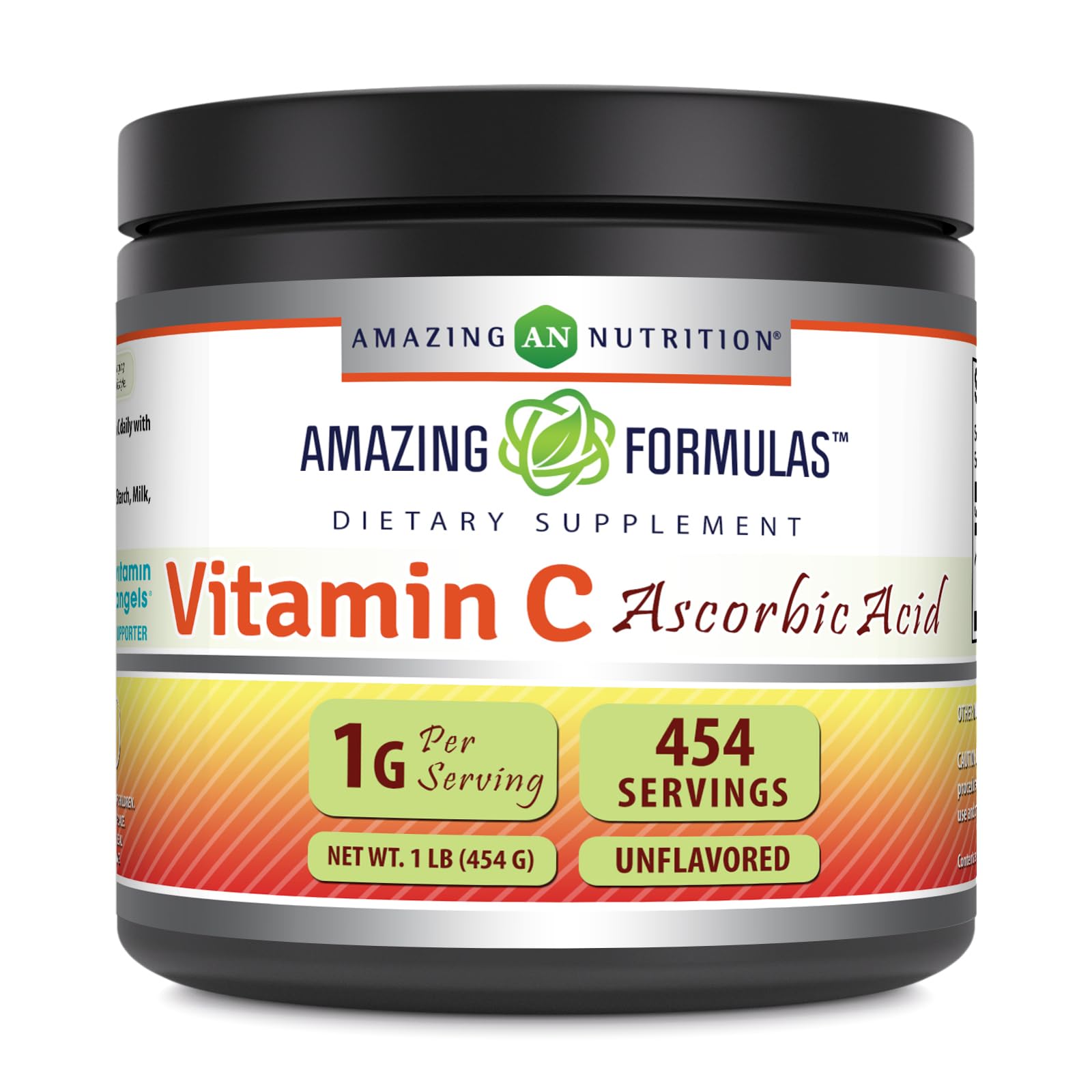Amazing Nutrition Vitamina C polvo, bote de 1 libra, listo para mezclar en bebidas.