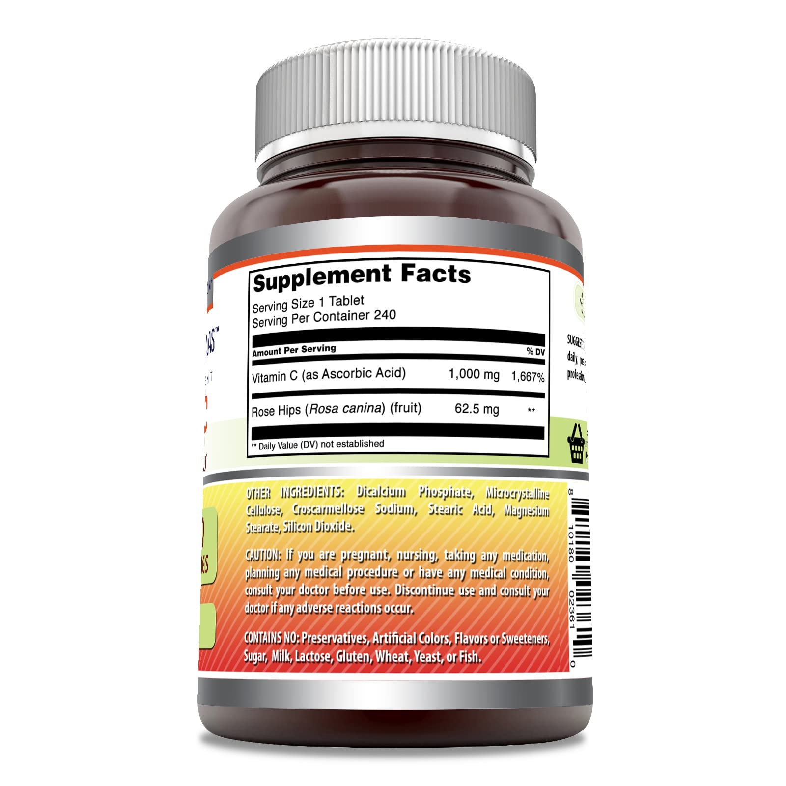 Amazing Nutrition Capsula Vitamina C Rosa Mosqueta con etiqueta clara