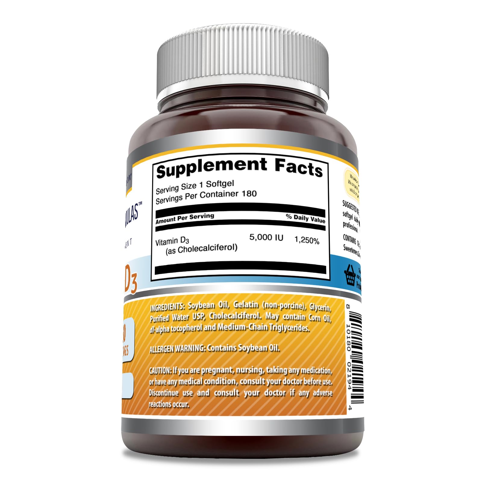 Amazing Formulas Vitamina D3: cápsulas blandas fáciles de incorporar.