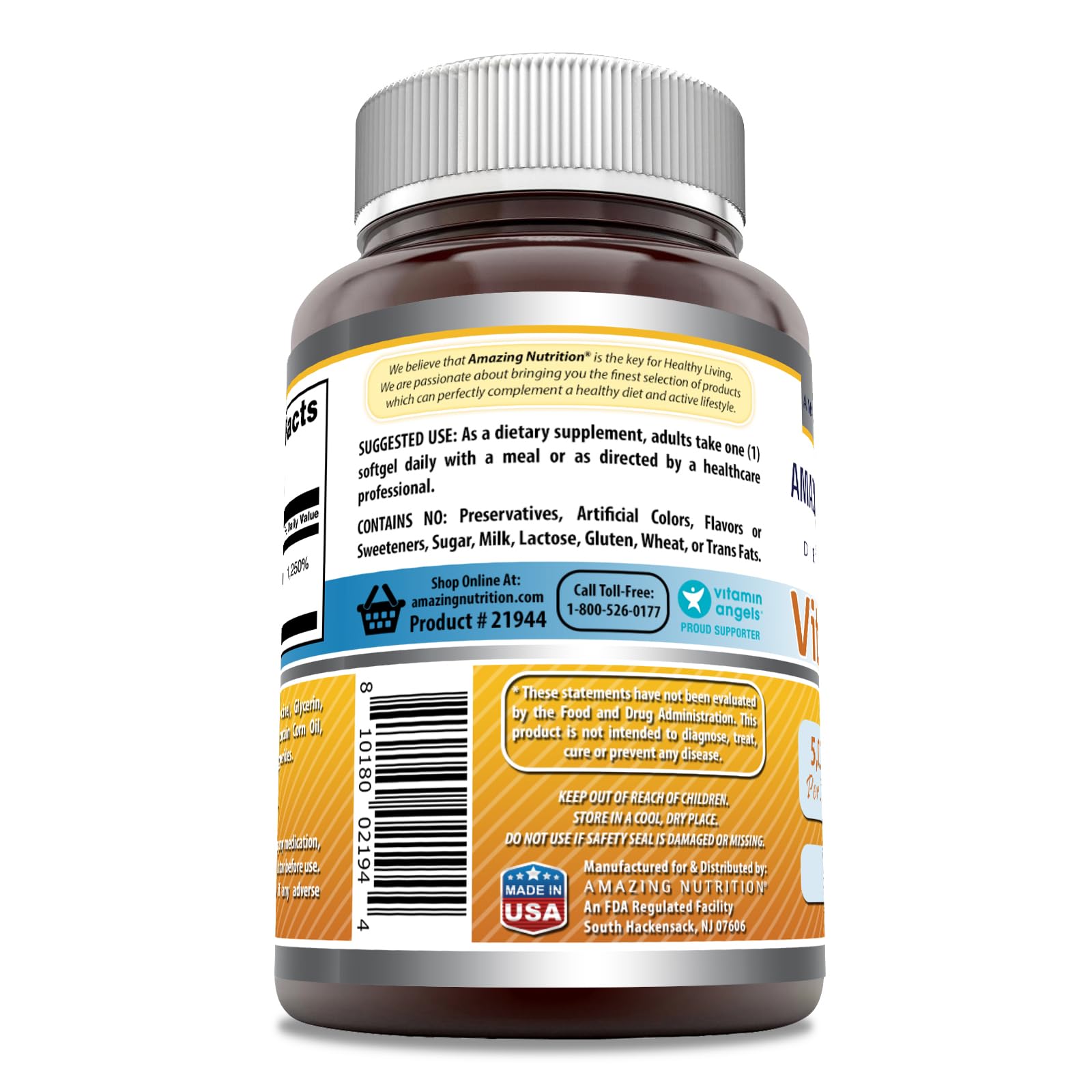 Amazing Formulas Vitamina D3: etiqueta frontal con información clara.